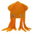 Orange plush squid hat novelty animal headwear cute party costume accessory soft cap - Orange