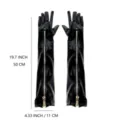Zwarte laklederen lange handschoenen met rits aan de voorkant, 50cm sexy gothic kostuum - Ritssluiting Lange Stijl Leren Handschoenen / Zwart