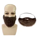 Brown fake beard Halloween costume cosplay party full beard facial hair prop with elastic band - One Size / Short Plush Style / Coffee