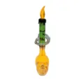 Halloween Skelett Hand LED Kerzenlampe mit Totenkopf Basis, grüne Fledermaus Deko - Einzelner Totenkopf-Kerzenständer / Einzelstück / Grün