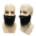 Black fake beard costume prop for Halloween cosplay and party dress up daily use - One Size / Long Plush Style / Black