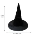 Chapeau de sorciere en velours noir pour fete de costume d'Halloween, chapeau pointu large bord - Taille unique / Couleur unie