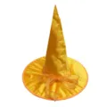Sombrero de bruja de terciopelo amarillo para fiesta de Halloween accesorio de disfraz. - Sombrero Terciopelo Con Cinta / Amarillo
