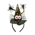 Halloween witch headband with spider and eyeball, perfect for party costume dress up. - Witch Hat With Eyeballs / Black & Gold