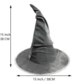 Grey velvet witch hat for Halloween costume party, 15x15 inch pointy magician cap. - One Size / Light Gray