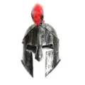 Classic Roman Spartan Warrior Helmet with Red Feather Crest for Halloween Party Cosplay - Ancient Roman Warrior Helmet (Spartan Helmet) / Silver