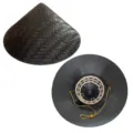 Black bamboo woven conical hat traditional dance performance prop with adjustable inner headband - 45cm / Black