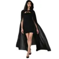Black hooded cape costume adult women Halloween cosplay gothic witch cloak party outfit - 150cm / Robe / Black