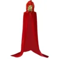 Red velvet hooded cloak costume for adults Halloween cosplay party scary dress up cape apparel - 150cm / Robe / Red