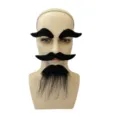 Black fake mustache eyebrow and beard set costume accessories for party cosplay role play. - One Size / Beard Eyebrow Three Piece Set / Black