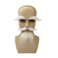 White Santa beard costume set, fake eyebrows and mustache for cosplay party dress up events. - One Size / Beard Eyebrow Three Piece Set / White