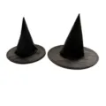 Vista detallada de sombreros de bruja negros de tela, ideales para disfraces y fiestas. - Diámetro 20cm / Negro