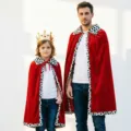 King and prince red velvet cloak costume for children and adults Halloween cosplay party wear - 80cm / Red