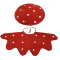 Kids red mushroom hat and cape costume set for Halloween party dress up performance prop. - Mushroom Cloak + Mushroom Hat / Red