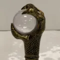 Fantasy eagle claw holding crystal ball walking stick prop for Halloween costume party dress up. - 1 Section / Gold Claw: Transparent Ball