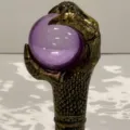 Halloween prop cane handle golden claw grasping purple crystal ball scepter accessory - 1 Section / Gold Claw: Purple Ball
