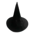 Schwarzer Samt Hexenhut spitzer Hut Halloween Party Kostüm Accessoire Kopfbedeckung - Einheitsgröße / Einfarbig / Schwarz