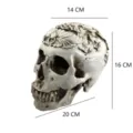 Resin human skull model Halloween decorative carved skeleton sculpture for aquarium. - Carved Skull Ornament (Separated Teeth) / Antique White