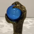 Halloween magic wizard staff prop eagle claw holding blue crystal ball costume accessory - 1 Section / Gold Claw: Blue Ball