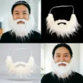 Finta barba bianca da Babbo Natale per festa Halloween costume cosplay travestimento puntello. - Baffi da Gentiluomo (Fascia Elastica) / Bianco