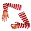 Halloween bloody severed arm props fake hand ghost festival spooky hanging decoration - Red And White Striped Sleeve Broken Hand / M