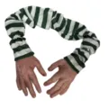 Halloween severed hand decoration striped fake arm bloody zombie hand party layout prop - Green Striped Sleeve Broken Hand / M