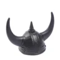 Black plastic Viking horn helmet Halloween costume prop for party and warrior dress up - One Size / Solid Black