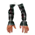 Halloween spooky decoration bloody fake severed arms prop with plaid sleeves for party decor - Green Plaid Sleeve Broken Hand / M