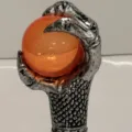 Halloween magic wand prop silver eagle claw holding glowing orange crystal ball scepter accessory - Connection Pole Only / Silver Claw: Orange Ball