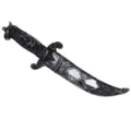 Detailed shot of a retro engraved plastic toy dagger with matching scabbard for party fun. - One Size / Black