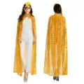 Gold Sequin Cape Adult Halloween Costume Cloak Stage Party Dress Shiny Shimmer Cosplay Outfit - One Size / Robe / Gold Yellow