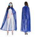 Blue sequin cape cloak for adults Halloween stage performance party costume cosplay outfit main view - One Size / Robe / Dark Blue