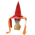 Chapeau de sorcière rouge avec des roses et de longs rubans pour fête de costume d'Halloween - Bonnet Rouge
