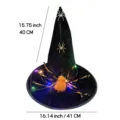 Halloween black witch hat with glowing spider and LED lights, perfect for party costume dress up. - Light-up / String Lights