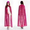 Cape de deguisement scintillante a paillettes pour soiree d Halloween et spectacle rose - Taille unique / Peignoir / Rose rouge