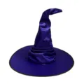 Chapeau de Sorcière en Satin Violet Fête d'Halloween Cosplay Costume Accessoire Tête. - Style Uni / Violet