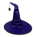 Chapeau de sorcière violet avec araignée suspendue pour cosplay d'Halloween et fête costumée. - Style Pendentif Araignée / Violet