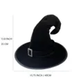 Sombrero de bruja negro con hebilla de estrás, ideal para fiestas de Halloween y disfraces. - Estilo de Punta Torcida (CZW250415) / Con Hebilla Plateada / Negro