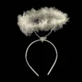 White angel feather halo headband fairy costume hair accessory for women party photo props - One Size / White