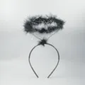 Black feather halo headband angel costume hair hoop for party cosplay photo props 1pc - One Size / Black