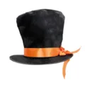 Black top hat with orange ribbon, retro Lincoln gentleman hat for magician party costume wear - Black (Velvet)