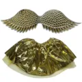 Gold Angel Wings and Tutu Skirt Set Children Party Costume Dress Up Props Shining - One Size / Wings and Skirt Set / Gold