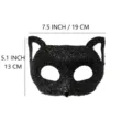 Schwarze Glitzer Katzenmaske für Halloween Party Kostüm, glänzende Tier Maske mit Kristall Nase - Fuchs-Muster / Schwarz