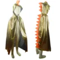 Kids dinosaur costume cape golden dragon cloak with hood and orange spikes for party. - Hooded 120cm / Robe / Gold