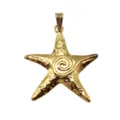 Détail de pendentif étoile de mer dorée, finition métallique texturée avec spirale. - Or antique