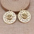 Ciondolo in metallo con viso di sole dello zodiaco accessorio fai da te vintage oro - Oro antico