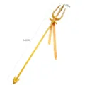 Gold trident Halloween costume prop 141cm long with orange ribbon, perfect for cosplay and parties. - Poseidon Trident Weapon / Gold