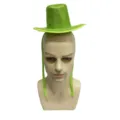 Green mesh mini top hat headband party costume hair accessory for holiday festival events - Mini Korean Hat Headband / Fluorescent Green