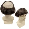 Drôle de perruque chauve marron cheveux courts bouclés chapeau costume homme fête soirée - Perruque Chauve Courte / Brun Foncé