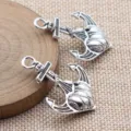 Silver anchor metal pendant charm for DIY necklace bracelet jewelry making 39x29mm - Antique Silver